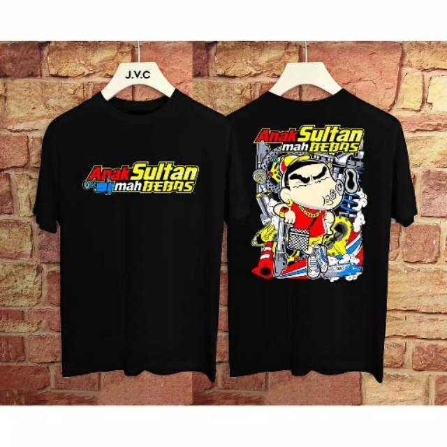 Fourfashion Kaos Pria Kaos Distro ANAK SULTAN CRAYON SINCHAN Black - FN163