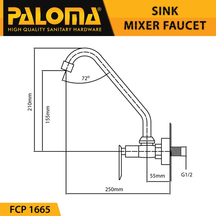 PALOMA FCP 1665 Keran Mixer Cuci Piring Dapur Panas Dingin Kran Air