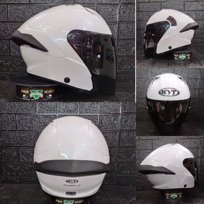 KYT HELM NFJ SOLID WHITE+VISOR DARK SMOKE PAKET GANTENG