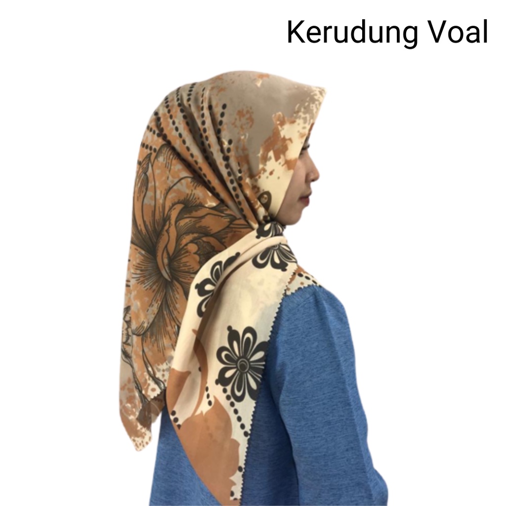 Kerudung Hijab SegiEmpat Voal Motif  Brussell Spring Series Laser cut