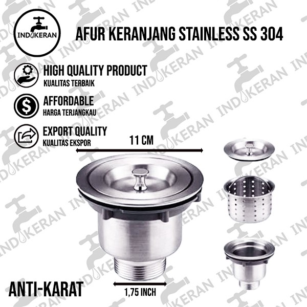 INDOKERAN - Afur Keranjang Cuci Piring Full Stainless - High Quality