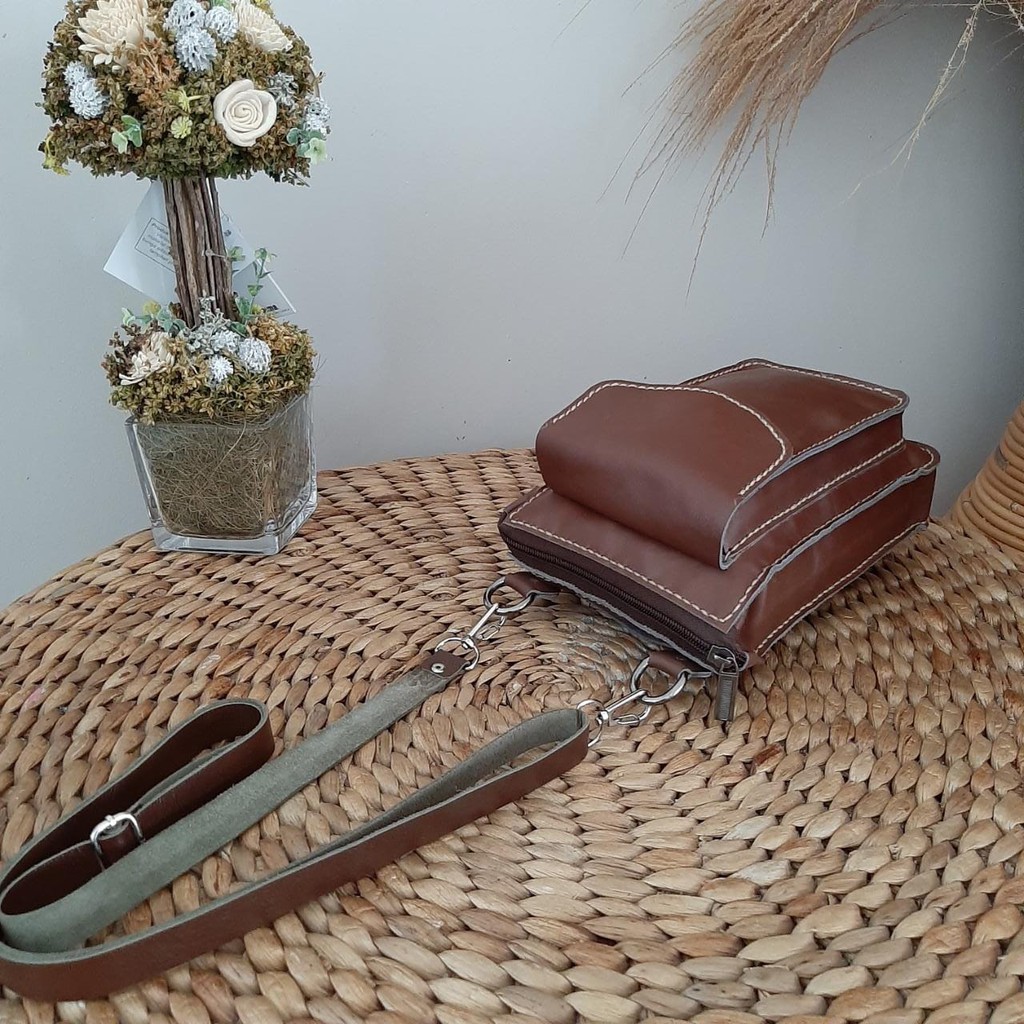 Tas hp pria kulit selempang mini sling bag premium kulit asli