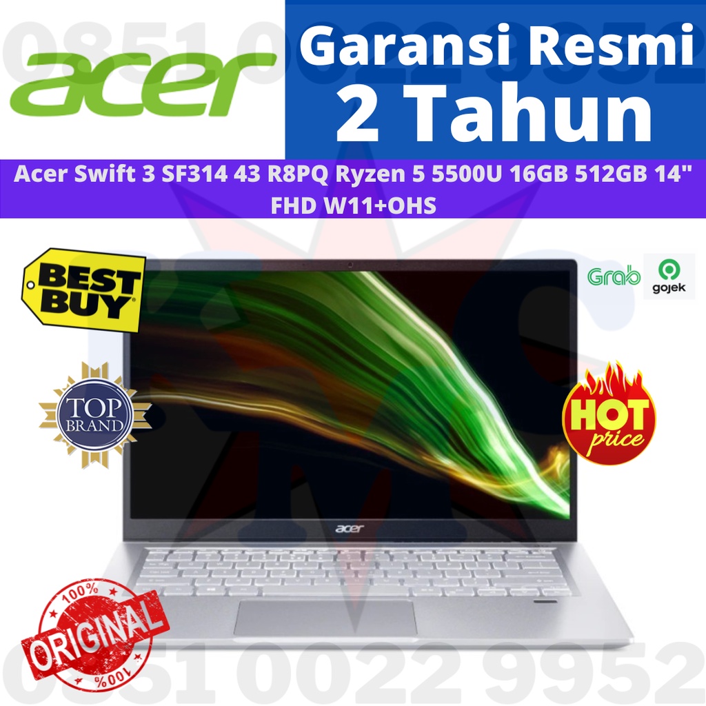 ACER SWIFT 3 SF314 43 R8PQ RYZEN 5 5500U 16GB 512GB 14 FHD W11 OHS