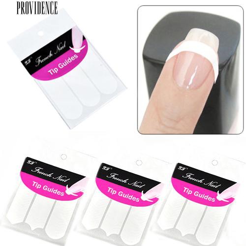 48 Pcs French Stencil Nail Art Bentuk Pinggiran Panduan Manicure DIY Stiker Tips Dekorasi