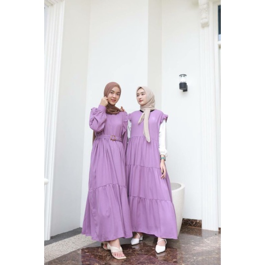 EDISI LAVENDER - Dress Maxi Gamis Polos Couple Kembar Dresscode