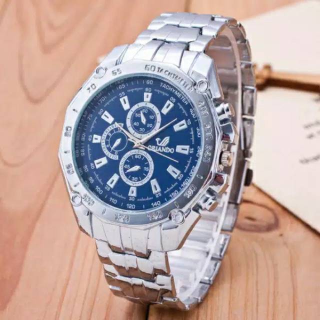 Orlando jam tangan pria mewah deamter besar full stels