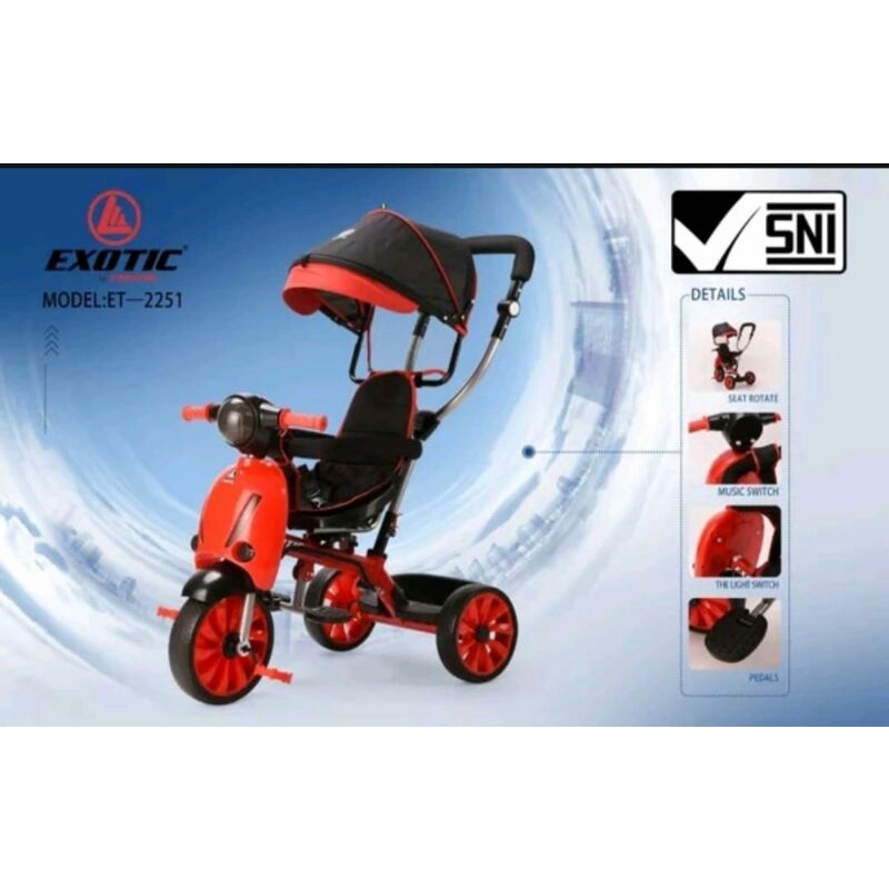 Termurah  sepeda anak roda Tiga 3 Tricycle exotic ET 2251 by pacific