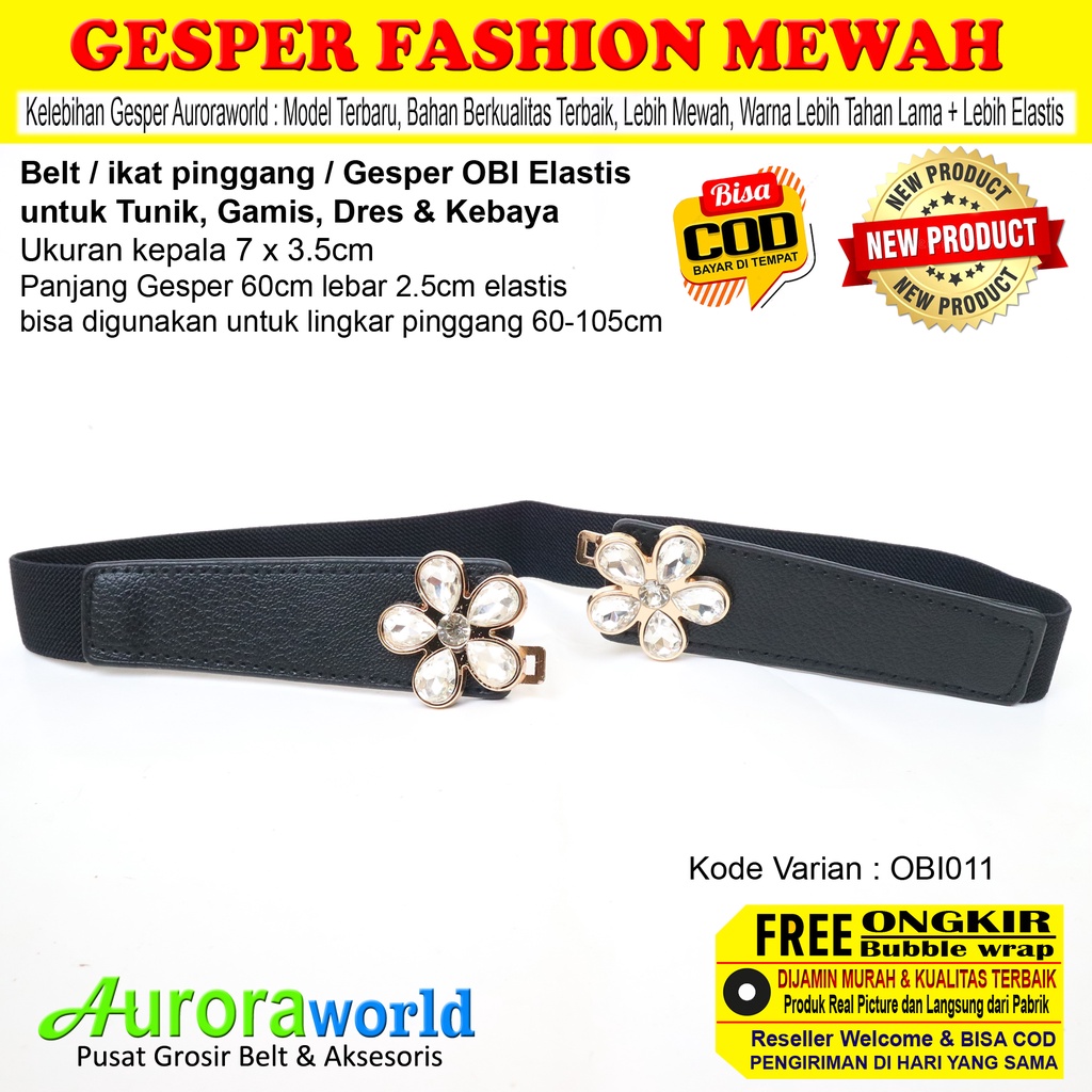 AURORAWORLD ikat pinggang wanita premium belt elastis wanita obi belt karet gesper kebaya sabuk mewah korea untuk dress tunik gamis gaun terbaru bisa cod