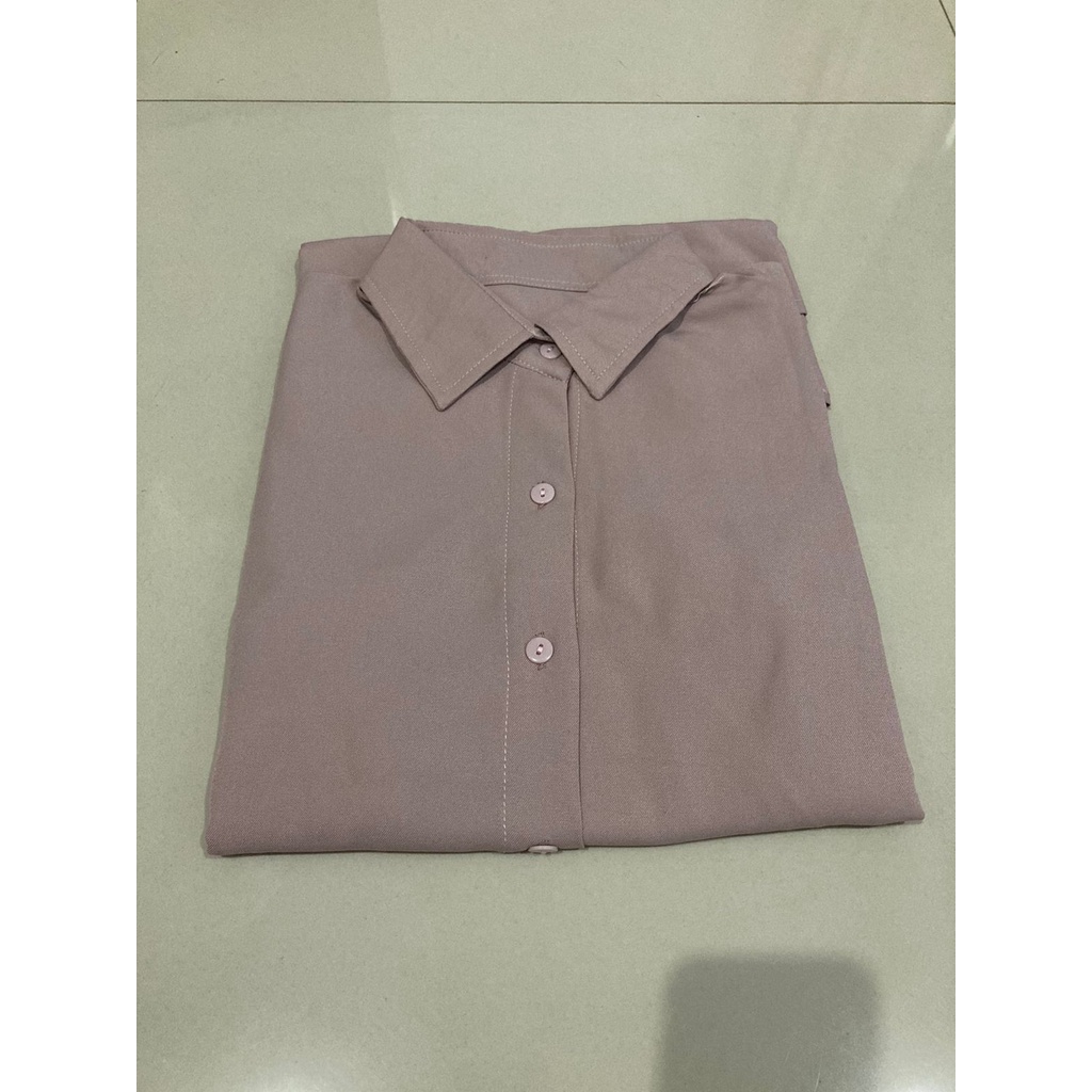 KEMEJA NINY REMPLE BLOUSE WANITA SHIRT PUTIH KEMEJA LENGAN PANJANG-BEIGI