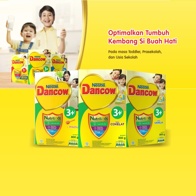 Dancow 3+ Nutritods Susu Formula Anak Usia 3-5 tahun Rasa Madu / Vanila / Coklat 800gr