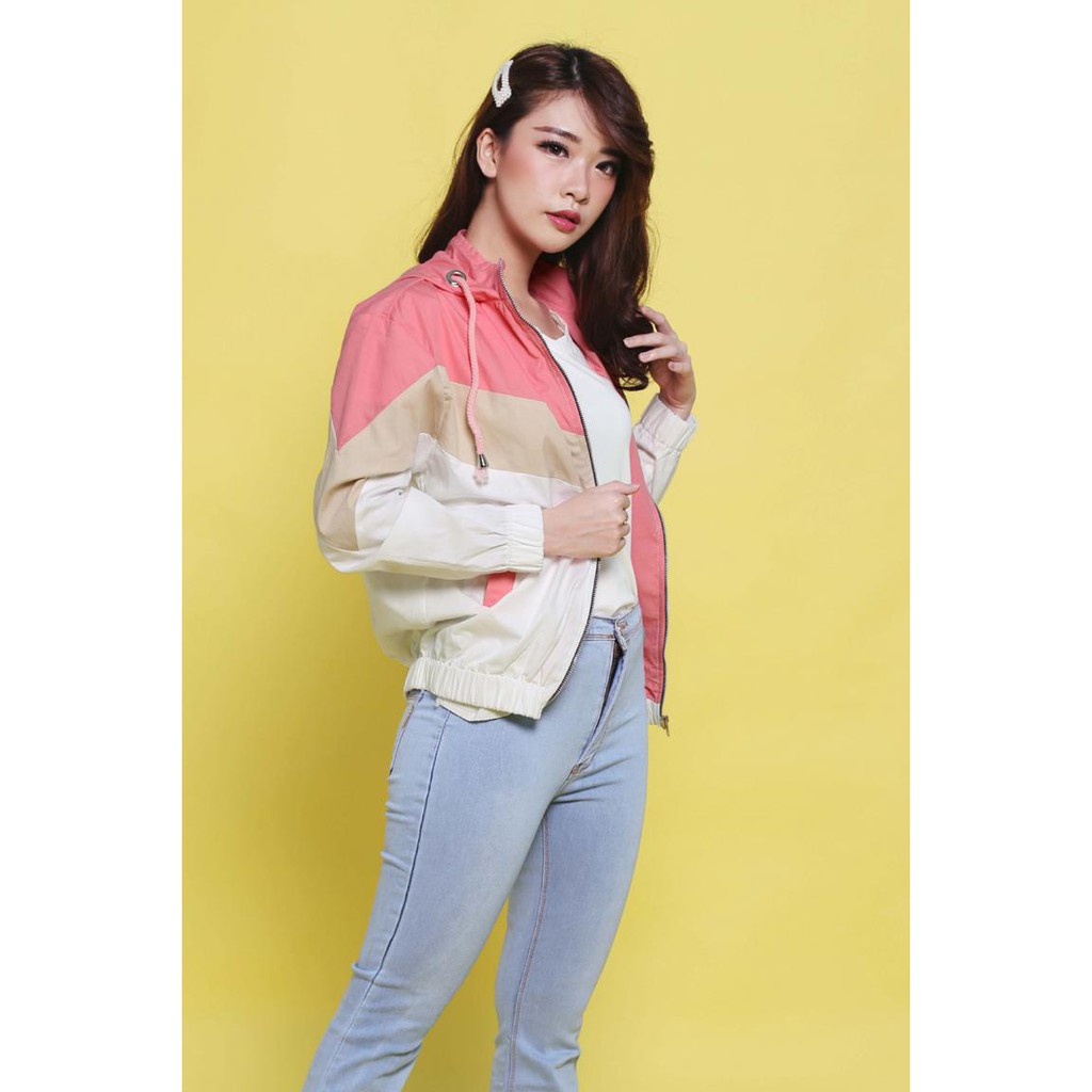 Colour Space Jacket Mix Colour Jacket Wanita Jaket Kekinian Fashion Jacket Hoodie Wanita