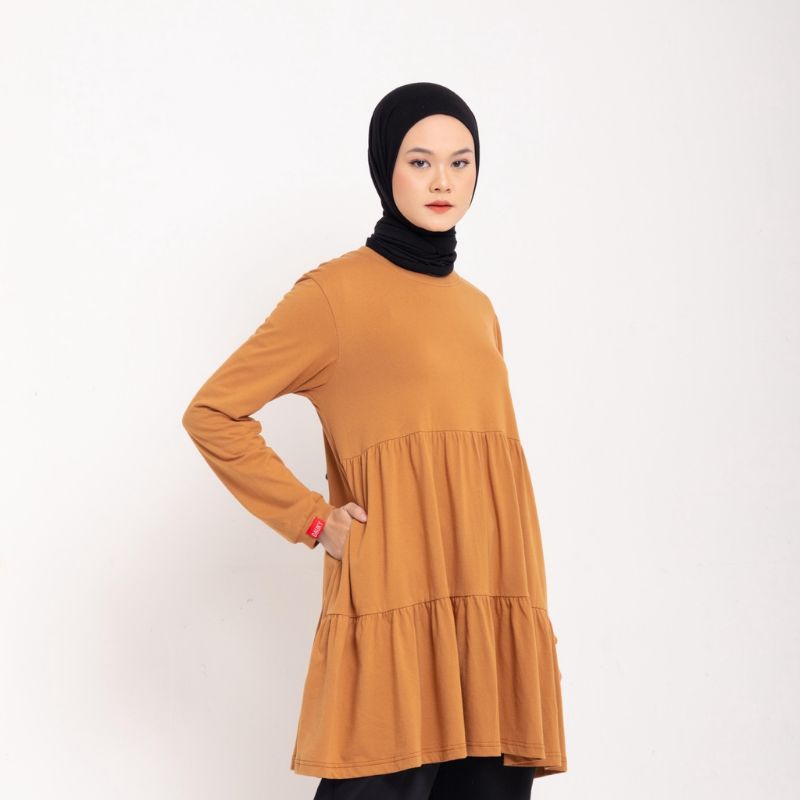 DAUKY FASHION HIJAB ATASAN TUNIK COMBED RUFFLES POLOS KOLEKSI TERBARU