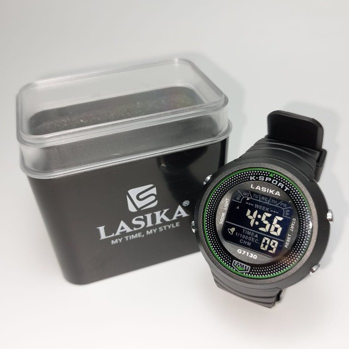 Jam Tangan Sporty Lasika Digital Type 7130 Series Layar Hitam Anti Air Super Premium