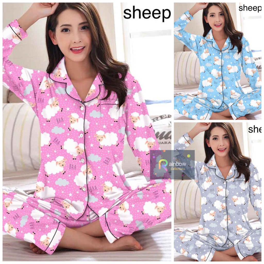 Piyama dewasa PP XL celana panjang baju panjang, katun jepang, fit to xl,motif UNICORN/HAMSTER/BEAR