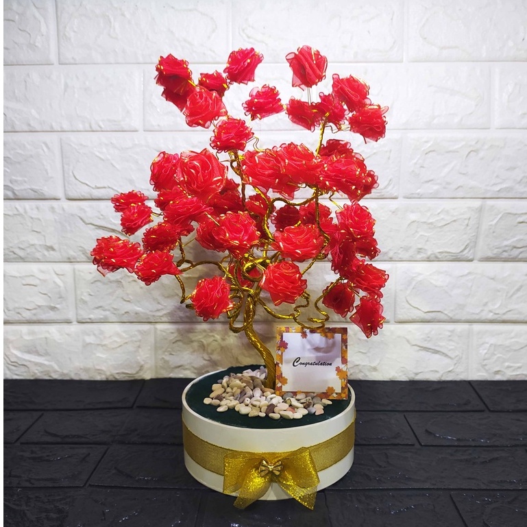 Red Tree - Pajangan Pohon Bonsai Imitasi dekorasi cantik