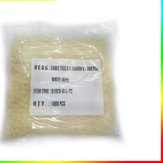 

☑ Kenmaster Nylon Kabel Tis 15 cm Cable Ties 3 x 150 mm 1000 pcs PUTIH ♬