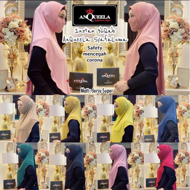 JILBAB NIQAB MASKER ANTI CORONA HIJAB INSTAN SAFETY MASK JERSEY SUPER SYIRIA WAJIB MASKER