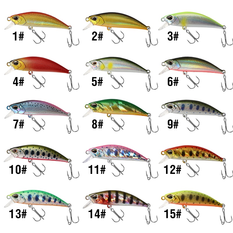 1pc Umpan Pancing Ikan Minnow 3D Bahan ABS Ukuran 5cm / 5g Dengan 2 Kail Treble