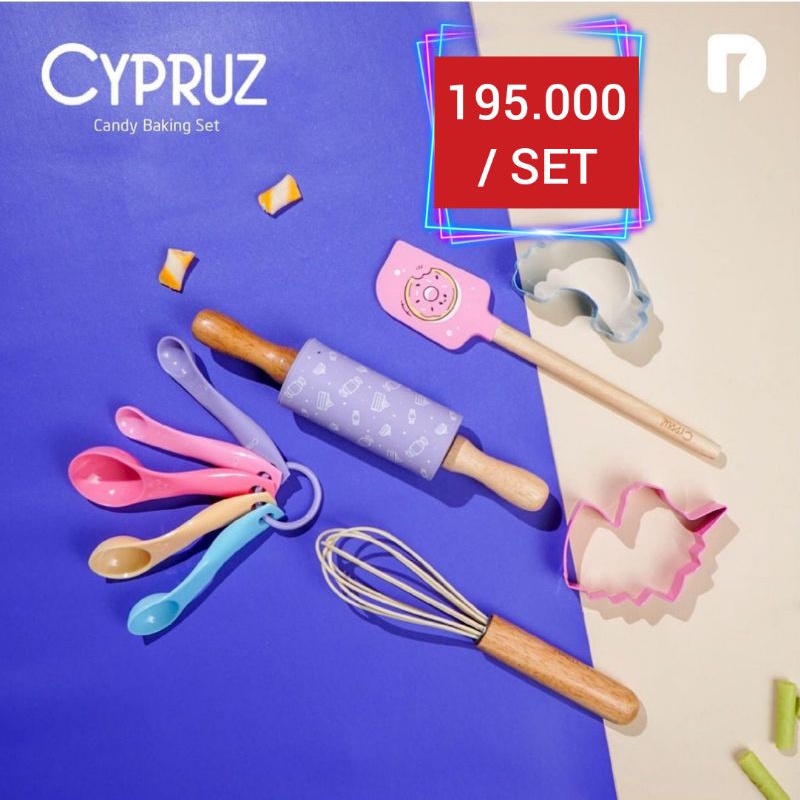 Peralatan Membuat Kue || Set Spatula, Cookie Cutter, Egg Whisk, Measuring Spoon, & Rolling Pin - Cyp