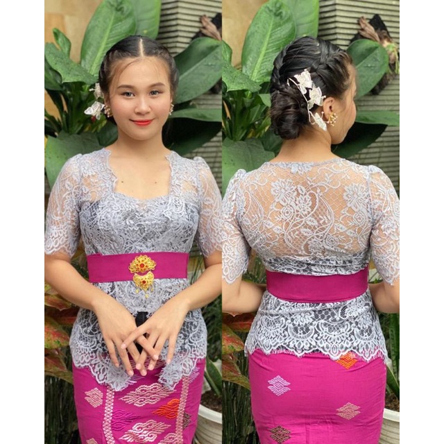 Kebaya Jadi Brokat Prancis Model Sabrina Full Pinggiran Lengan Pendek
