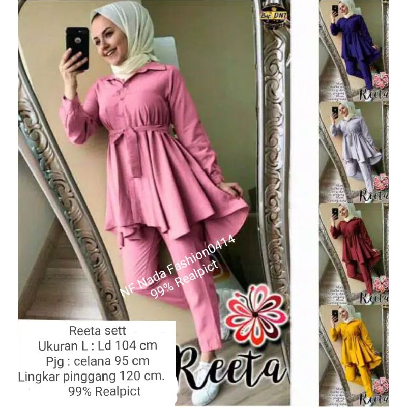 Reeta sett Terbaru / ( Realpict Geser Kiri ) / Baju Setelan / Setelan Termurah / Tunik set / Terbaru