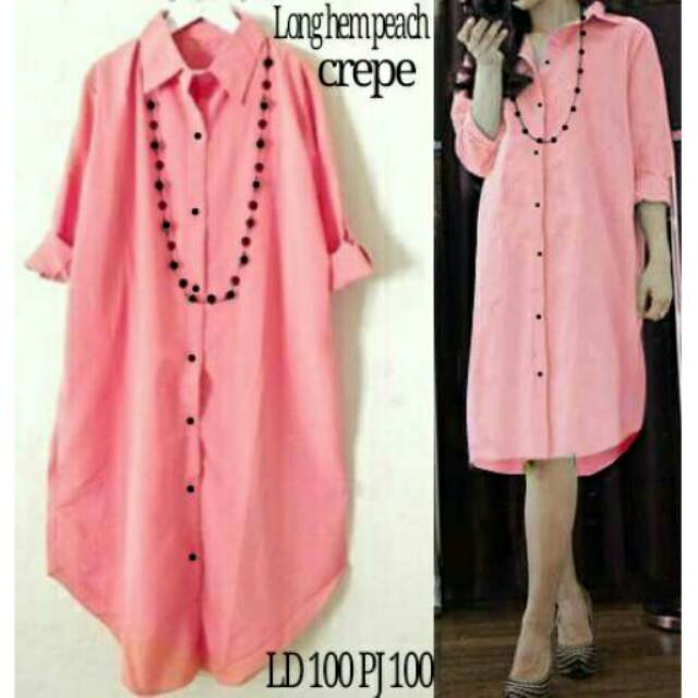 Sale Stock  Tunik Long hem peach