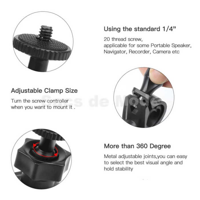 Clamp Bike Mount Tripod Adaptor Sepeda for Action Cam / Xiaomi Yi / GoPro / Brica