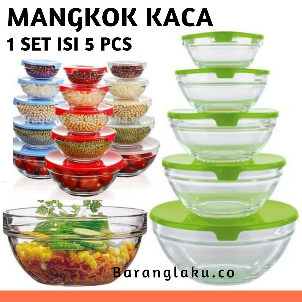 BOWL SET 5 IN 1 BOWL SET MANGKOK KACA / MANGKUK KIM GLASS SUSUN 5 - CBT/24