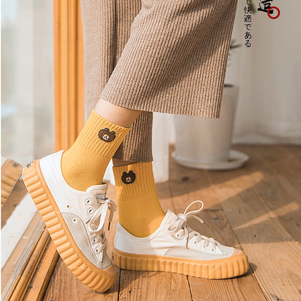 ⭐𝐈𝐇𝐒 𝟔𝟒𝟕⭐️Kaos Kaki Pria Wanita Motif Beruang Kaos Kaki Unisex Setinggi Betis Import-2
