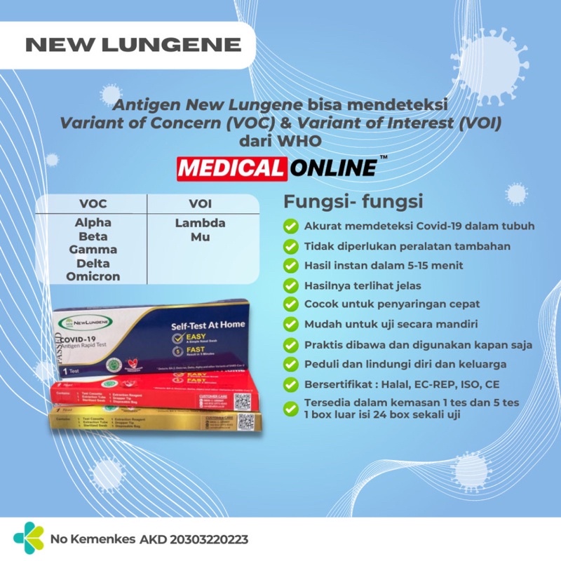 NEW LUNGENE IND ANTIGEN SWAB (ECERAN) DETEKSI OMICRON NEWLUNGENE CLUNGENE MEDICAL ONLINE MEDICALONLINE