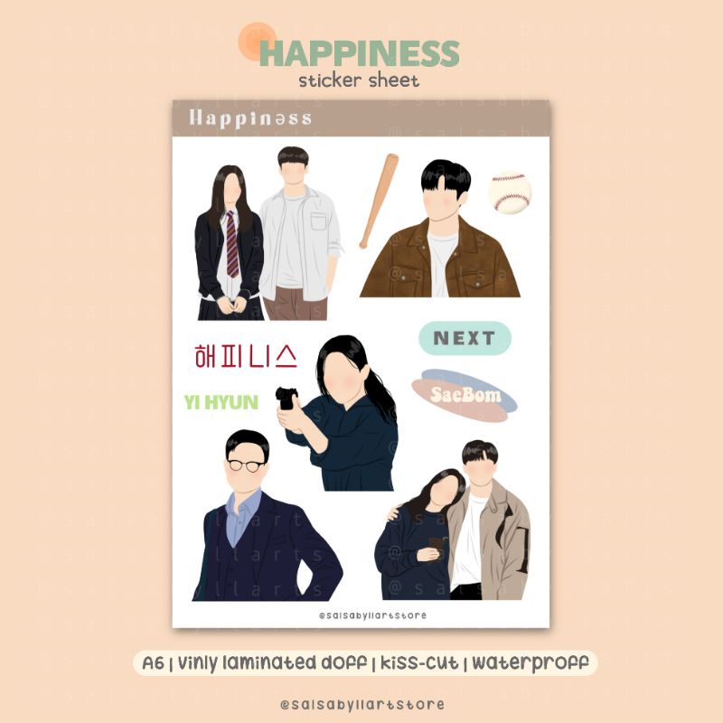 

Happiness kdrama sticker sheet series || salsabyllartstore