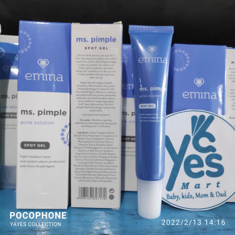 Emina Acne Solution Ms. Pimple Face Wash Spot Gel Moisturizing Sabun Cuci Muka 50 ml Pelembab 20 ml 15 ml kulit Minyak berjerawat jerawat