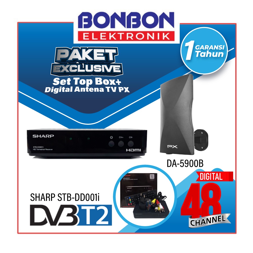 Bundling Sharp Set Top Box STB-DD001i + Antena Digital PX DA-5900B