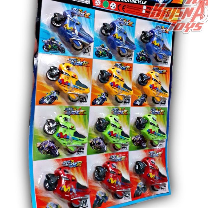 MAINAN ANAK MOTOR SPIN-GO/MOTOR GP MINI STAR RIDER isi 12pcs/Lembar