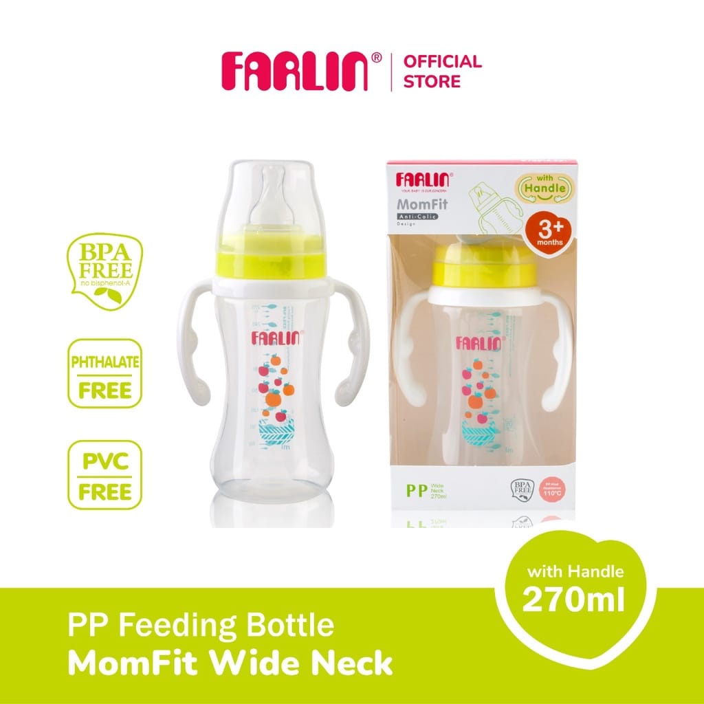 BOSU364 FARLIN MOMFIT PP WIDE NECK FEEDING BOTTLE WITH HANDLE 270ML