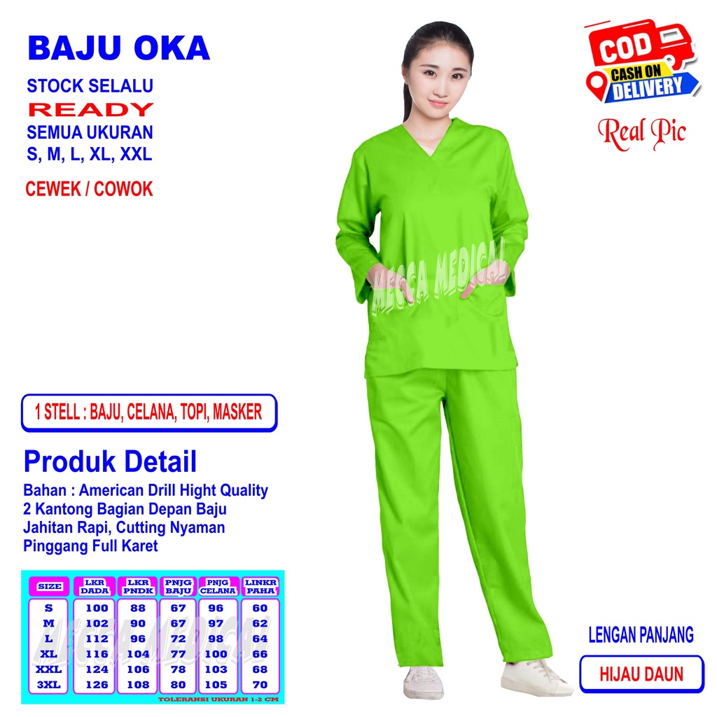 BAJU OKA   SCRUB PERAWAT   SERAGAM OKA MEDIS   BAJU JAGA   BAJU PERAWAT LENGAN PANJANG READY