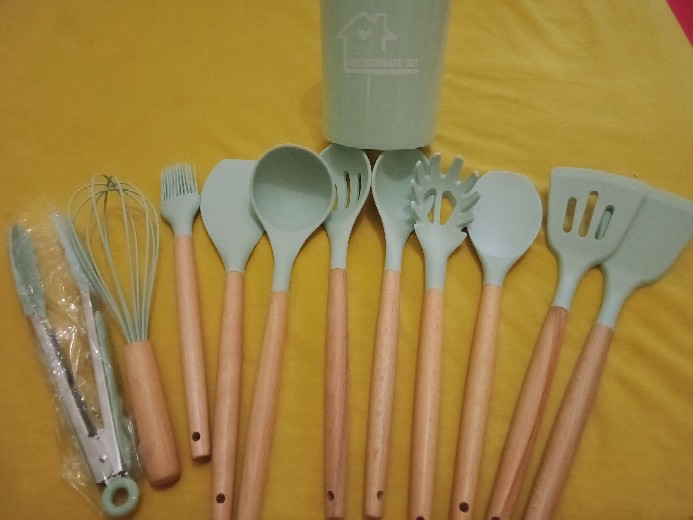 Sillicone Utensil Set 11 Pcs Peralatan Dapur Masak Baking Sutil Spatula Silikon