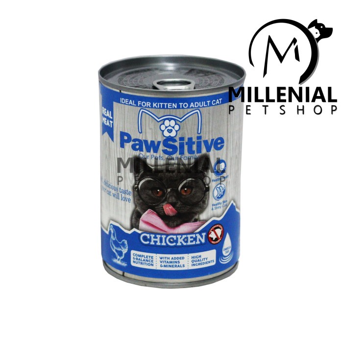 Jt30T1Y Pawsitive Makanan Basah Wet Food Anak Kucing Dewasa Kaleng 400 Gram - Chicken 2757edgs