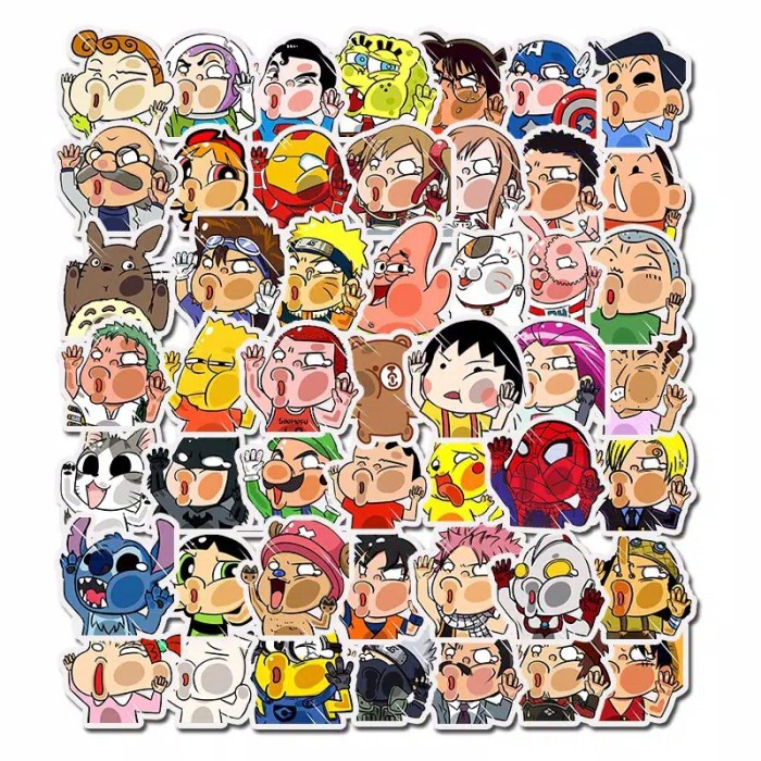 

50pcs Stiker kartun anime super hero nabrak kaca cermin sticker lucu