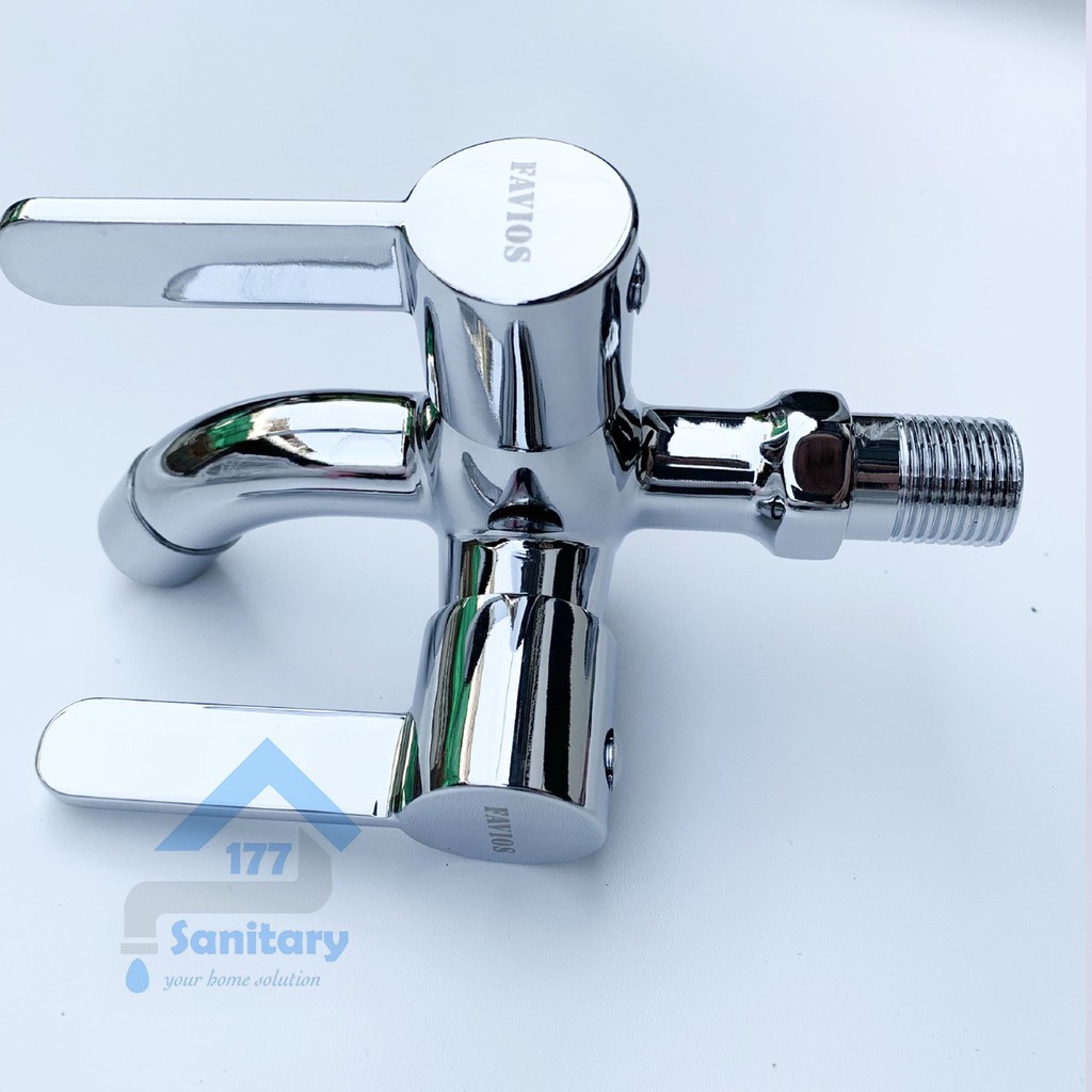 Kran Cabang KUNINGAN tebal Minimalis 320- Keran air Double 2 Shower dua 2 way faucet tebel /G07