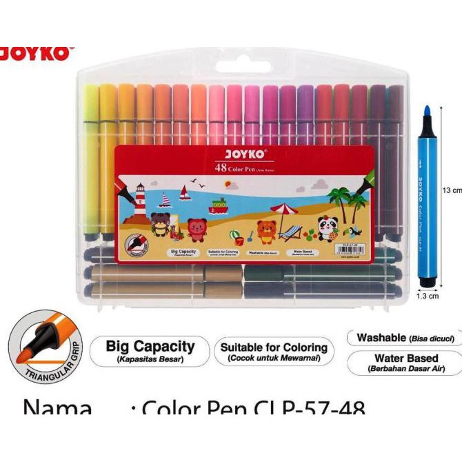 

(PERALATAN MENGGAMBAR) COLOR PEN JOYKO CLP-57-48 / SPIDOL 48 WARNA JOYKO PROMO