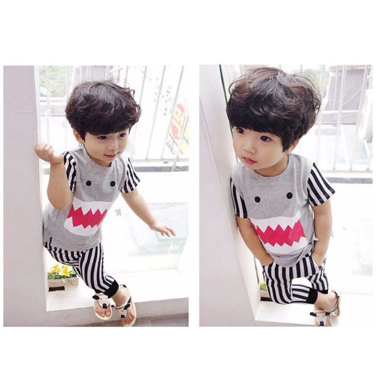 STKDL224 - Setelan Anak Laki Domo Face Stripe Pant