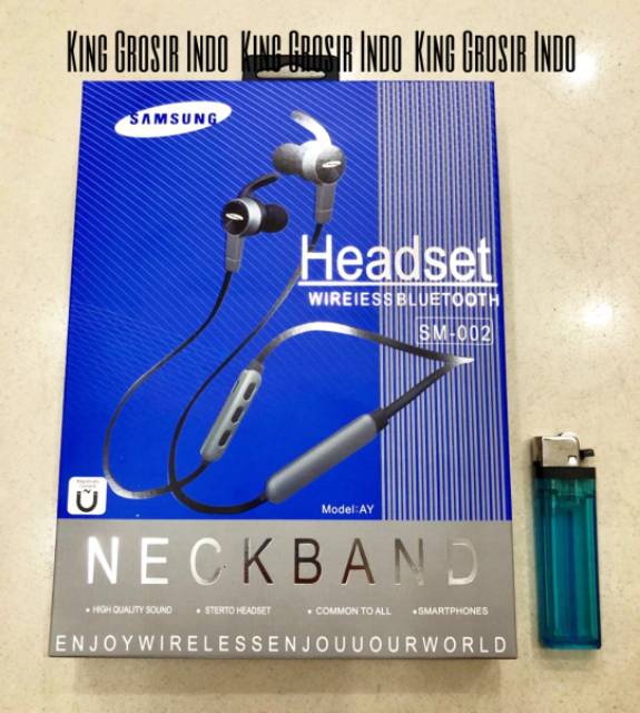 Headset Bluetooth Sport Samsung SM-002 Wireless Bluetooth Earphone Handsfree NECKBAND Headphone