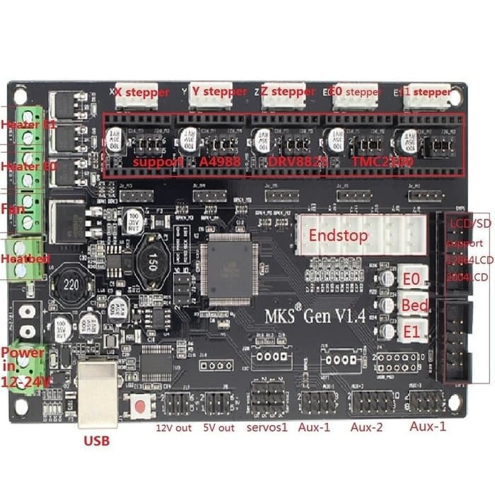 Reprap 3D Printer Dual Extruder Control MainBoard MKS Gens V1.4