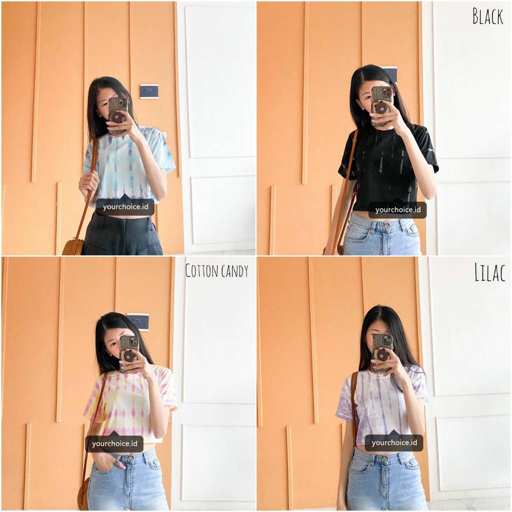 YOURCHOICE.ID Crop Top Tie Dye SHIBORI Lengan Pendek & Panjang