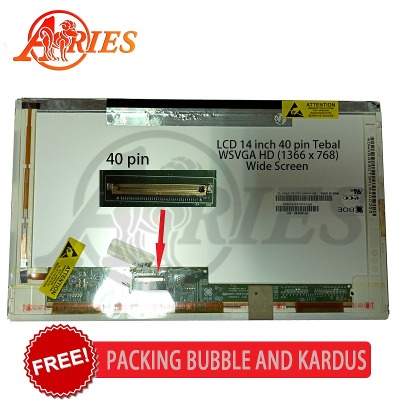 Layar LCD LED Laptop Lenovo G400 G405 G410 14 inch 40 pin tebal Standar