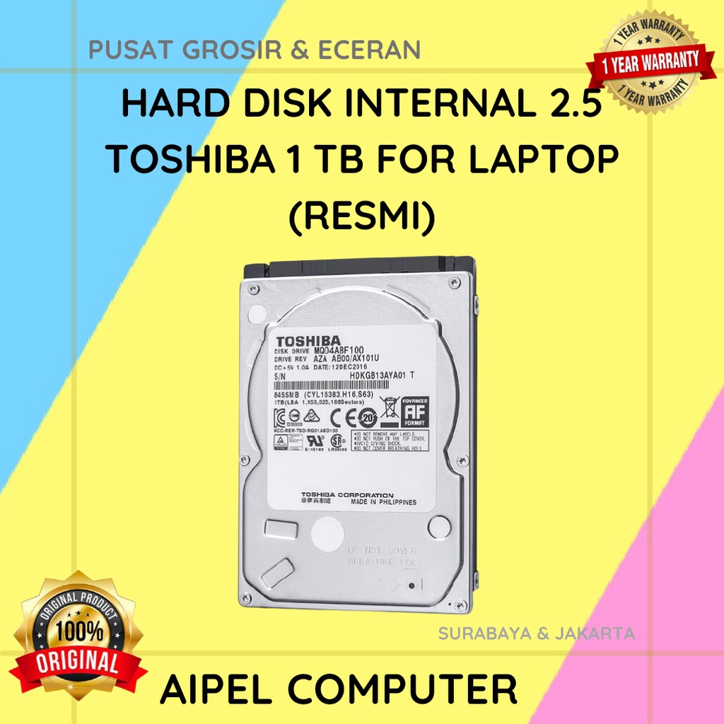HI2T1 | HARD DISK INTERNAL 2.5 TOSHIBA 1 TB FOR LAPTOP (RESMI)