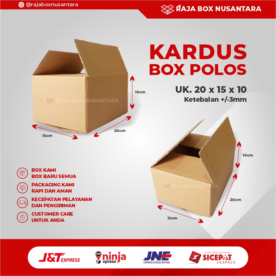 

Kardus Packing Uk20x15x10cm Polos Tebal