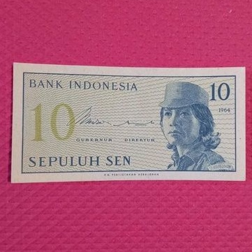 Uang Kertas Kuno 10 Sen Tahun 1964
