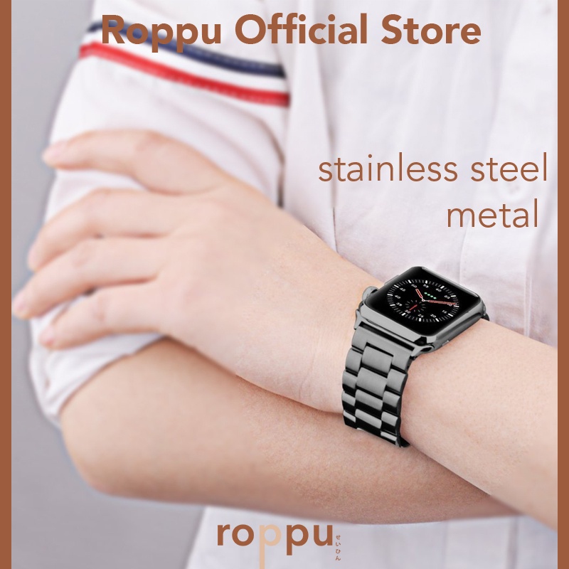 Roppu Stainless Steel Metal Strap for Apple Watch Series 1 2 3 4 (38mm,40mm,42mm,44mm)